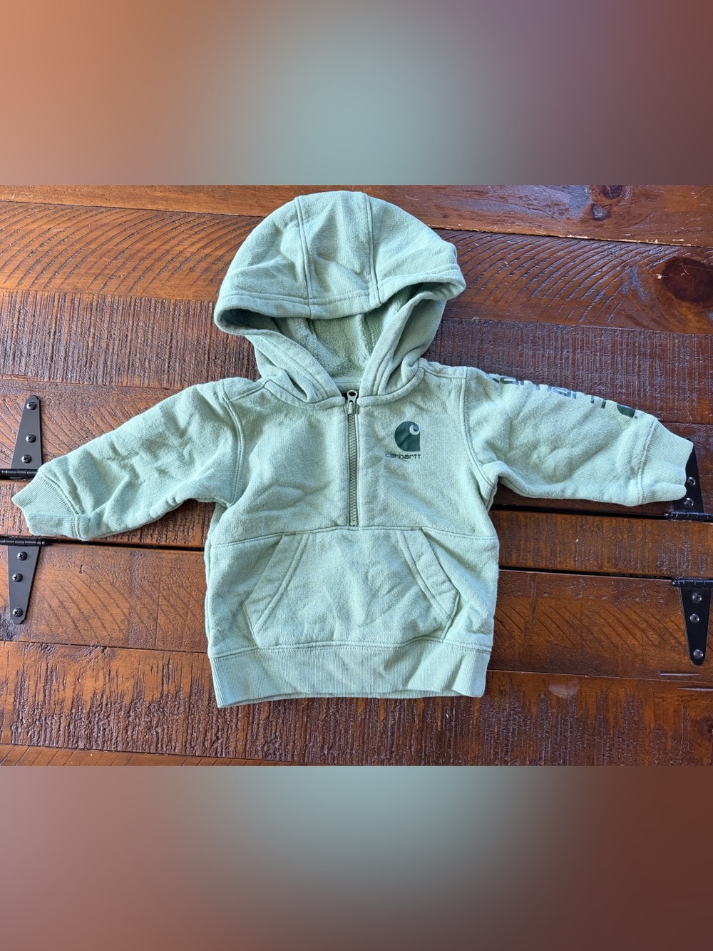Carhartt Kids Sage Green Hooded Half-Zip Pullover